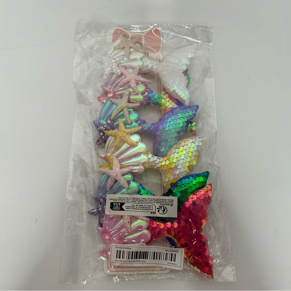 Mermaid Hair Accessories set of 6 Clip On Sequin Mermaid Tail Clips - Picture 10 of 16